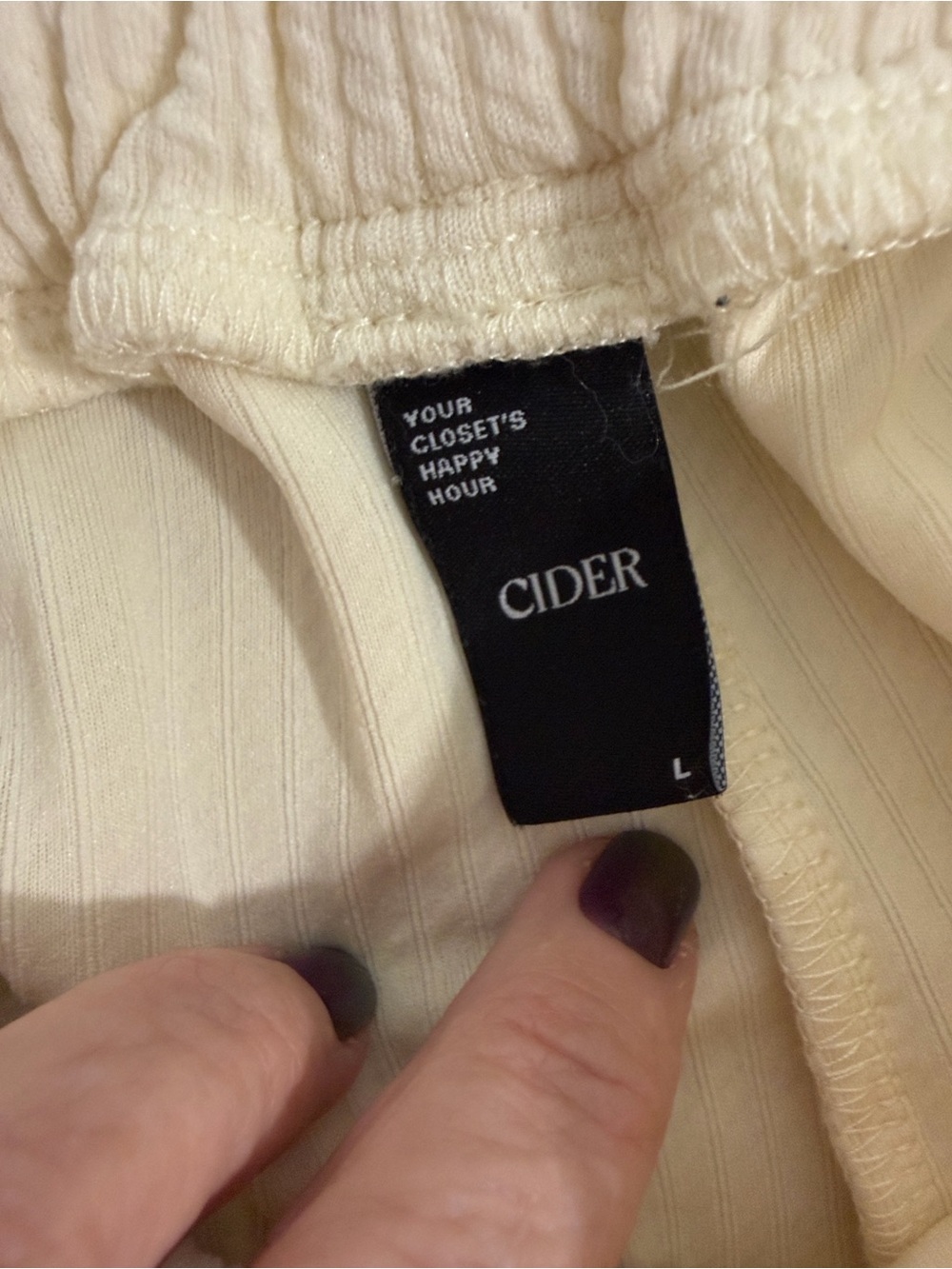 Cider Cream Ribbed Drawstring Joggers - Picture 2 of 9
